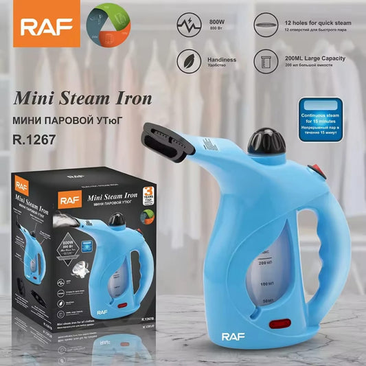 RAF R.1267 Handheld Mini Steam Iron & Garment Steamer – 800W Portable Clothes Steamer with 200ml Water Tank