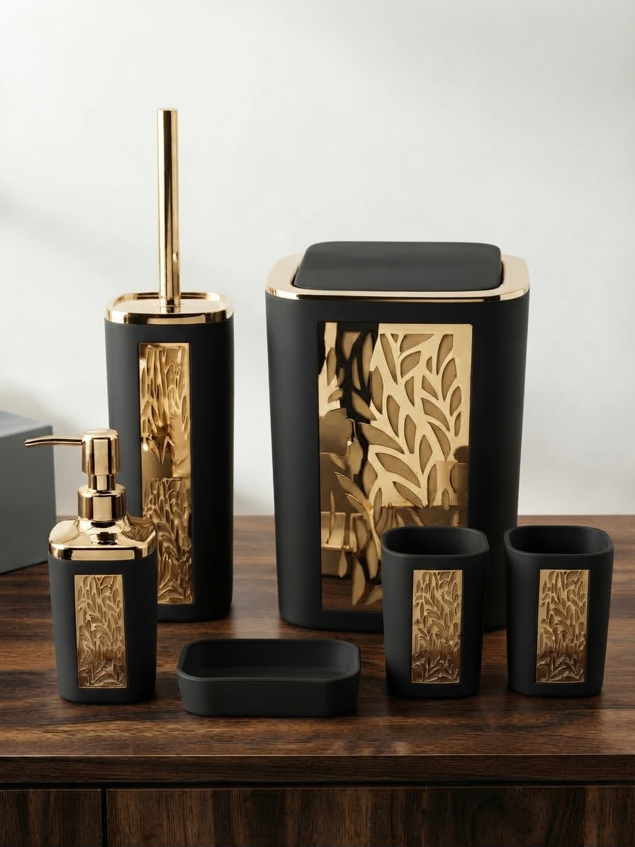 Luxury Bathroom Set| Deep Line Design| 6 Pieces.