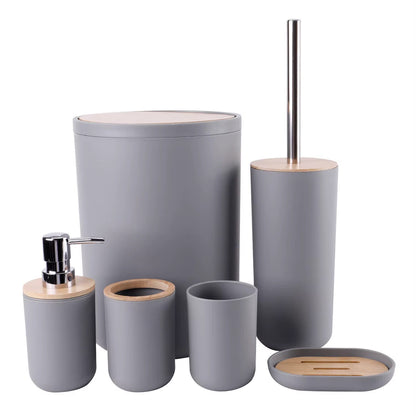 Luxury Bathroom Set – Multi Elegant Designs | Soap Dispenser, Brush Holder, Dustbin