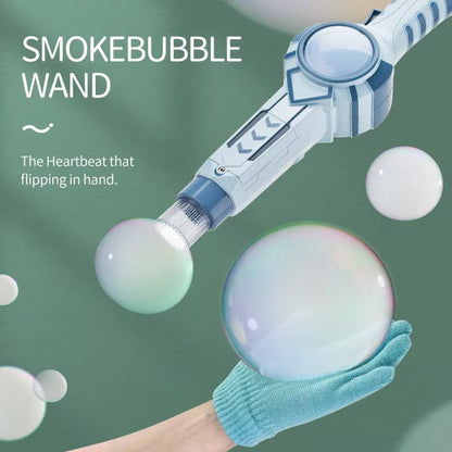 Automatic Electric Smoke Bubble Gun Blower Toy – Futuristic Handheld Outdoor Bubble Maker for Kids