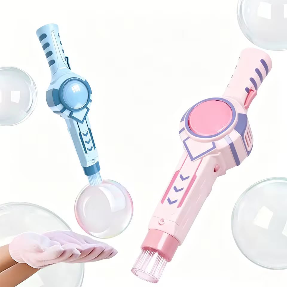 Automatic Electric Smoke Bubble Gun Blower Toy – Futuristic Handheld Outdoor Bubble Maker for Kids