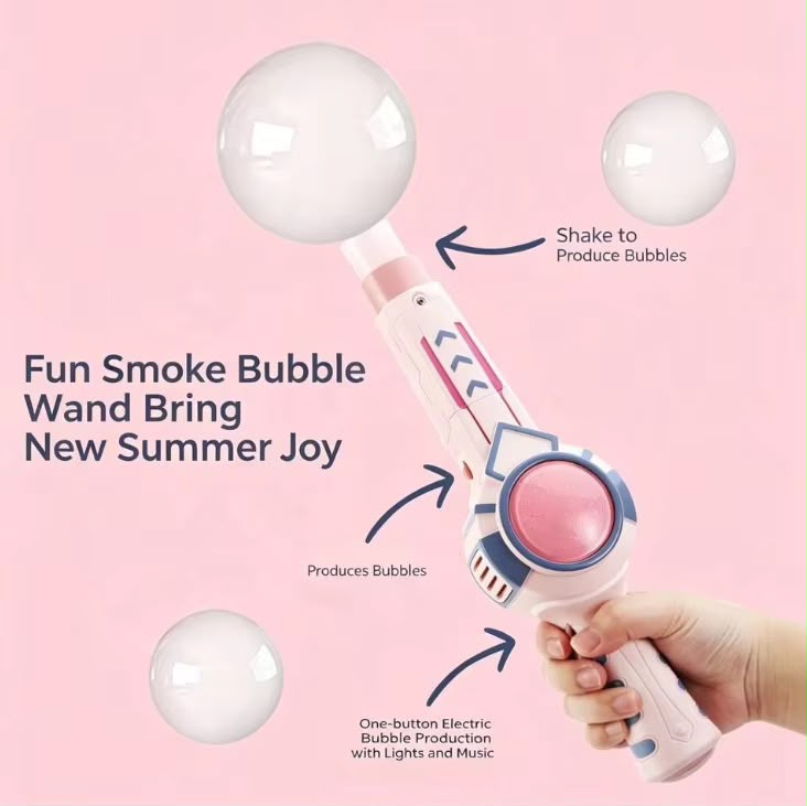 Automatic Electric Smoke Bubble Gun Blower Toy – Futuristic Handheld Outdoor Bubble Maker for Kids
