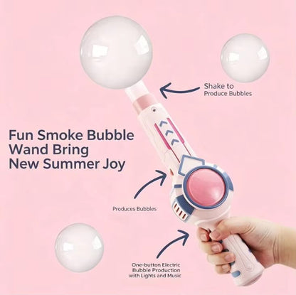 Automatic Electric Smoke Bubble Gun Blower Toy – Futuristic Handheld Outdoor Bubble Maker for Kids