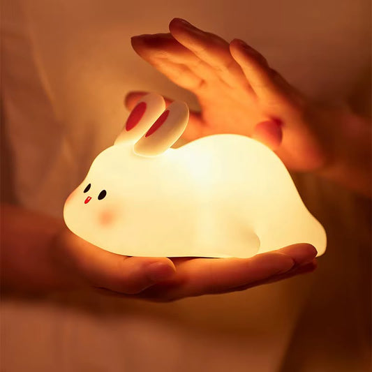 Cute Rabbit Silicone LED Night Light – Soft Touch Sensor & USB Rechargeable
