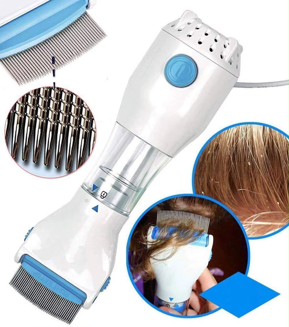 Electric V-Comb Head Lice & Nit Extractor – Chemical-Free Vacuum Comb with 4 Disposable Capture Filters