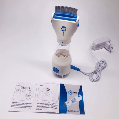 Electric V-Comb Head Lice & Nit Extractor – Chemical-Free Vacuum Comb with 4 Disposable Capture Filters