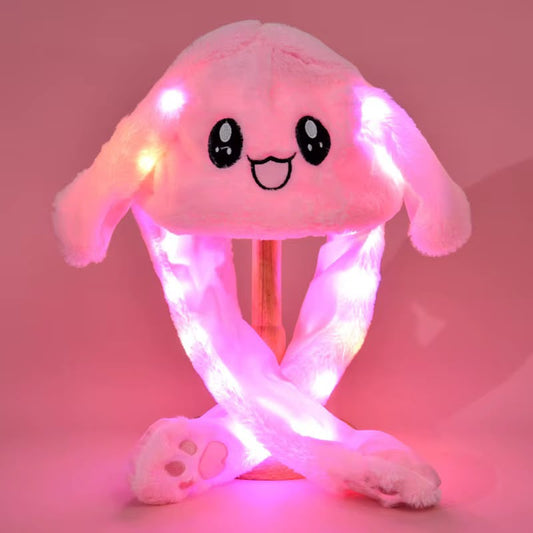 Glowing LED Air Muff Hat with Moving Ears – Plush Rabbit Cap with Airbag Flapping Ears for Kids & Cosplay