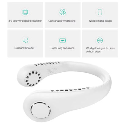 Portable Bladeless Neck Fan – USB Rechargeable Hands-Free Personal Neck Cooler