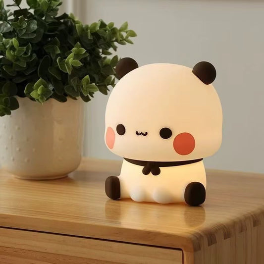 Cute Sitting Panda Silicone LED Night Light – Soft Touch Sensor Bedside Lamp & Nursery Decor