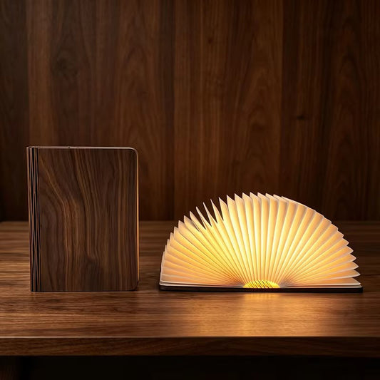360° Foldable Wooden Book LED Night Light – Magnetic Folding Table Lamp & Ambient Decor