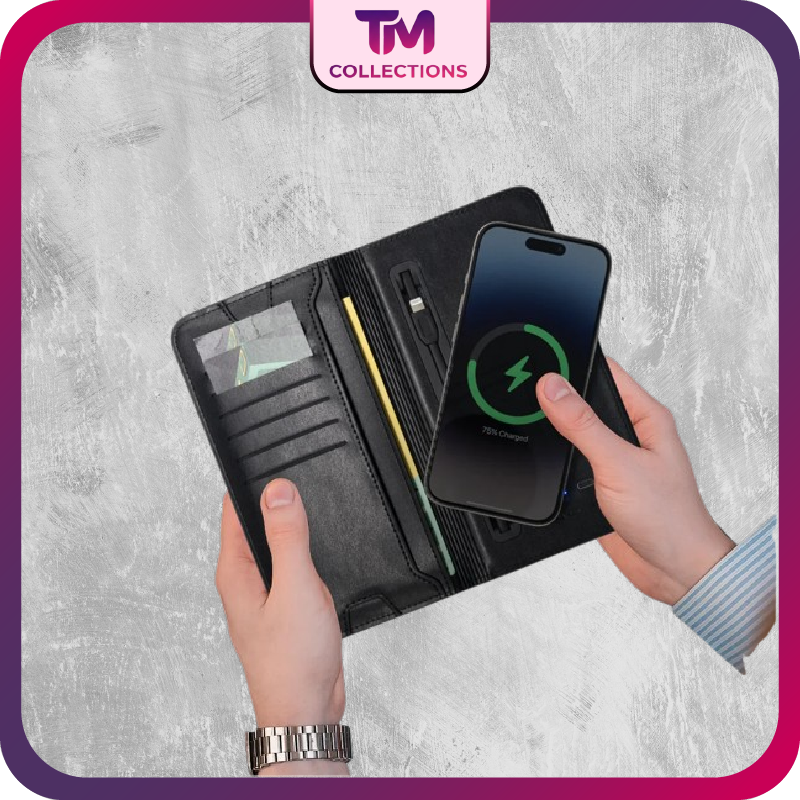 Slim Charging Wallet with Phone Pocket | Minimalist PU Leather Card Holder | Portable Gift for Men & Women On the Go