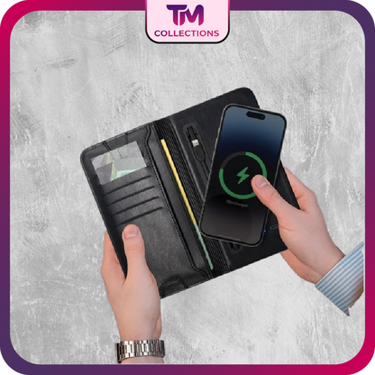 Slim Charging Wallet with Phone Pocket | Minimalist PU Leather Card Holder | Portable Gift for Men & Women On the Go