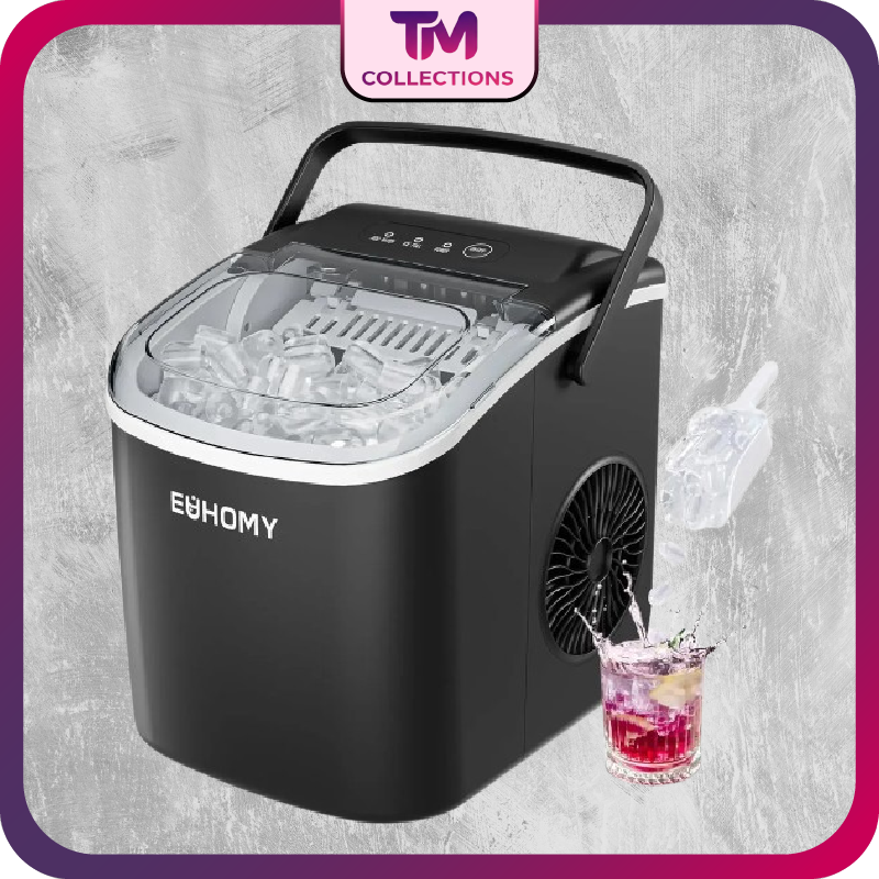 Countertop Ice Maker Machine with Handle, 26lbs in 24Hrs, 9 Ice Cubes Ready in 6 Mins, Auto-Cleaning Portable Ice Maker