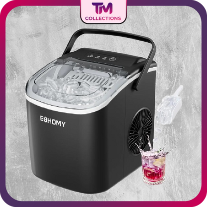 Countertop Ice Maker Machine with Handle, 26lbs in 24Hrs, 9 Ice Cubes Ready in 6 Mins, Auto-Cleaning Portable Ice Maker