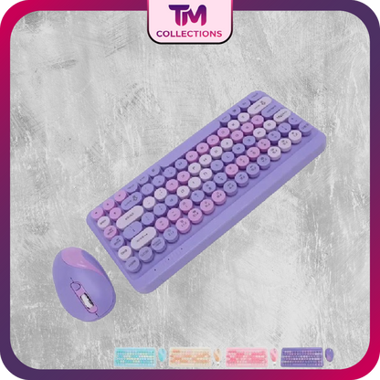 2.4G Wireless Keyboard Mouse Set Retro Round Keycap Keyboard and Mouse Set for Home Office