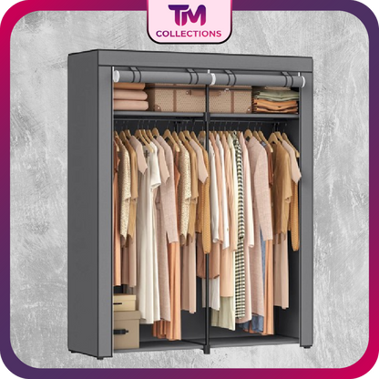 SONGMICS Closet Wardrobe, Portable Closet for Bedroom, Clothes Rail with Non-Woven Fabric Cover, Clothes Storage Organizer