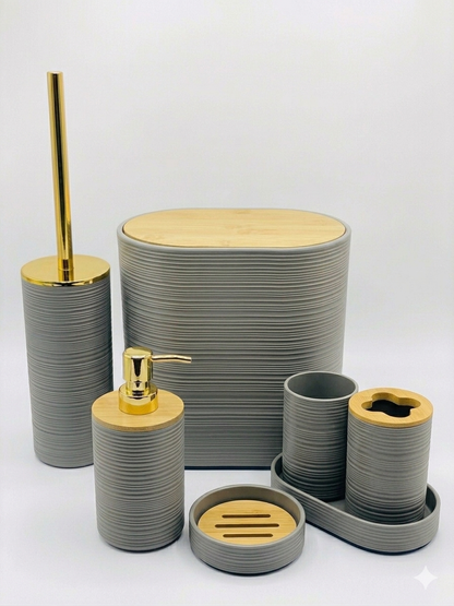 Luxury Bathroom Set | Unique Design | Soap Dispenser, Soap Dish, Brush Holder, Dustbin.