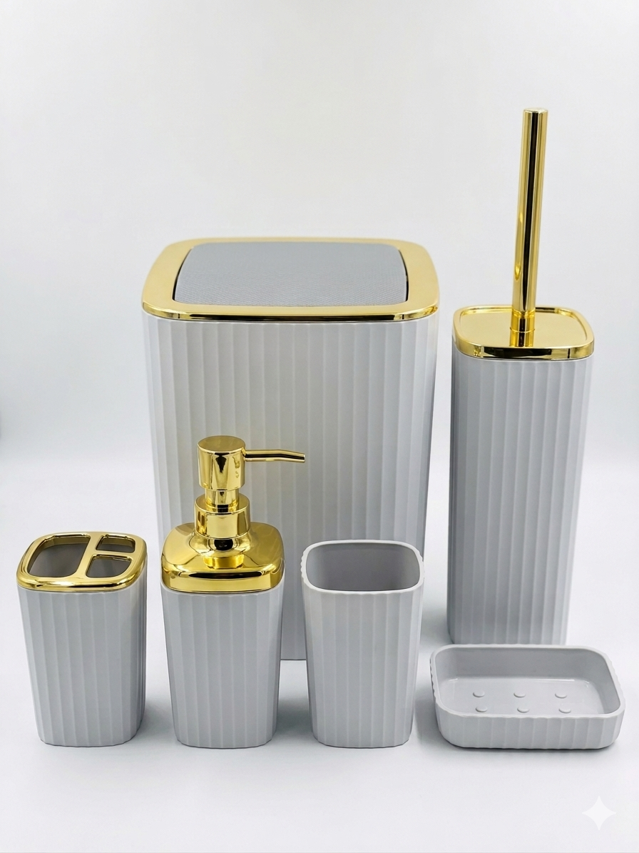 Luxury Bathroom Set| Deep Line Design| 6 Pieces.