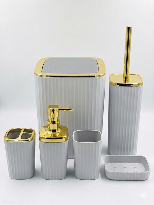 Luxury Bathroom Set| Deep Line Design| 6 Pieces.