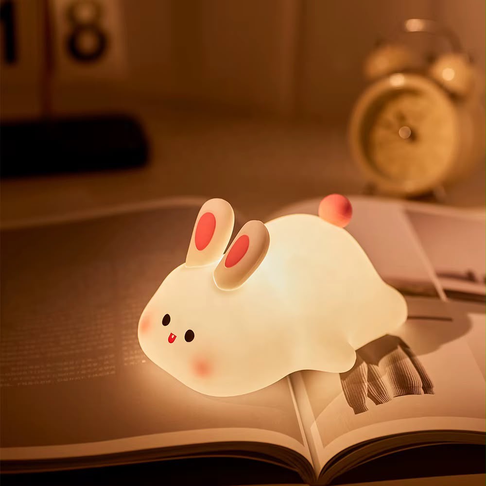 Cute Rabbit Silicone LED Night Light – Soft Touch Sensor & USB Rechargeable