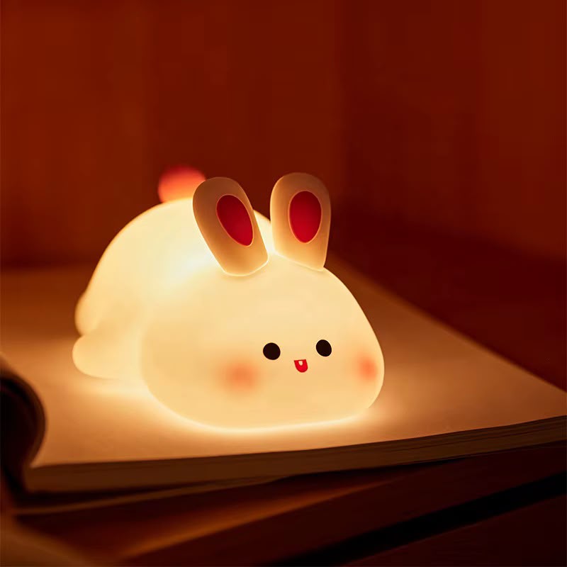 Cute Rabbit Silicone LED Night Light – Soft Touch Sensor & USB Rechargeable