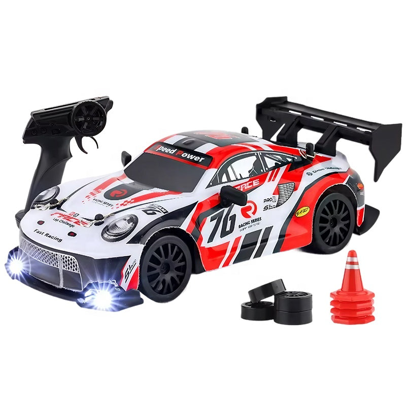 1:24 Scale RC Drift Car 4WD High Speed 30km/H LED Lights Gyro 2.4Ghz Remote Control Electric Hobby Metal Toy Perfect